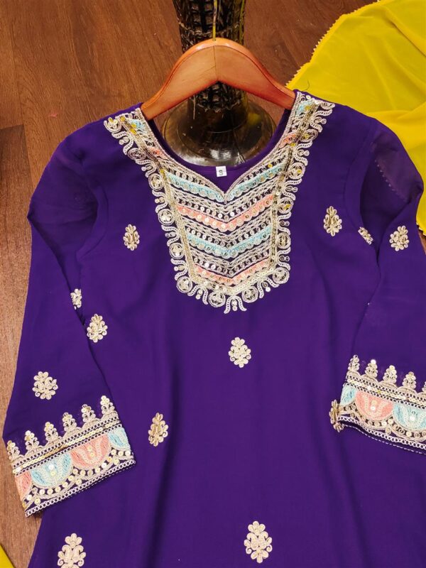 Shop Fox Georgette Embroidered Sharara Suit with Sequin Work - Image 6