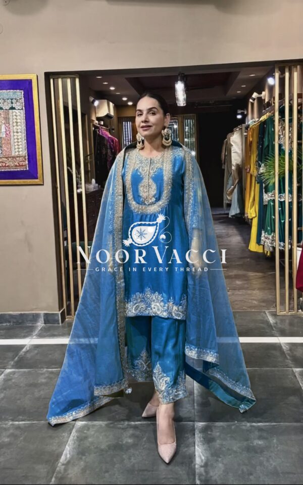 Buy Chinon Embroidered Sharara Suit with Coding Sequence Work