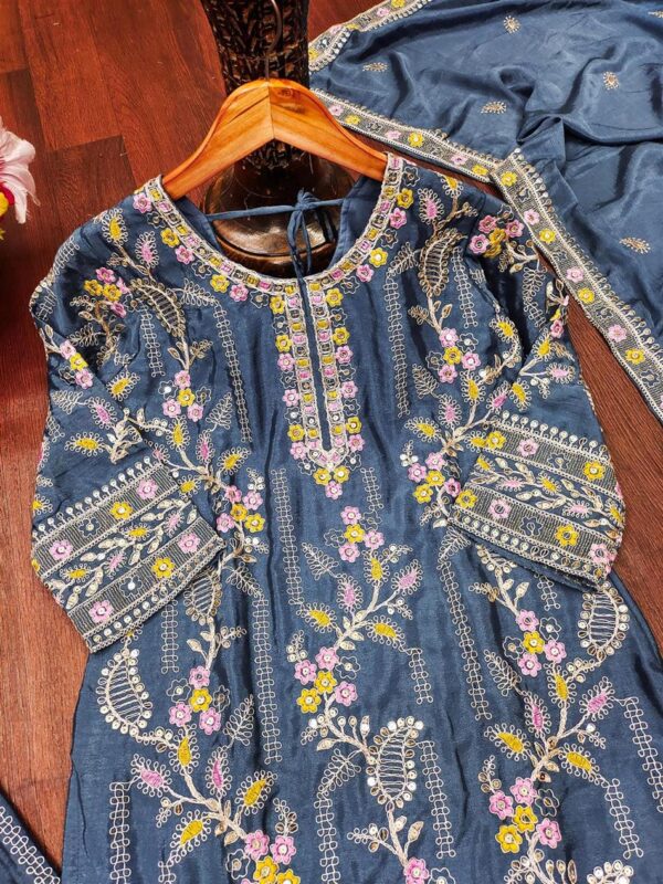 Shop Fox Georgette Embroidered Suit with Sequence Work and Dupatta - Image 7