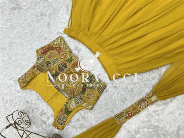 Shop Fox Georgette Embroidered Lehenga Choli Set with Neck Belt Dupatta - Image 11