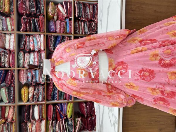Shop Floral Organza Silk Lehenga Choli Set with Detachable Sleeves - Image 7