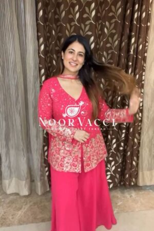 Buy Embroidered Fox Georgette Plazo Suit with Dupatta