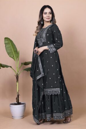 Buy Chinon Embroidered Sharara Suit with Sequin Detailing
