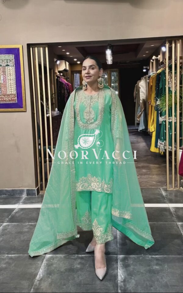 Buy Chinon Embroidered Sharara Suit with Coding Sequence Work