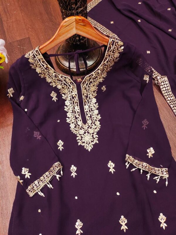Buy Fox Georgette Embroidered Suit with Sequence Work and Dupatta - Image 8