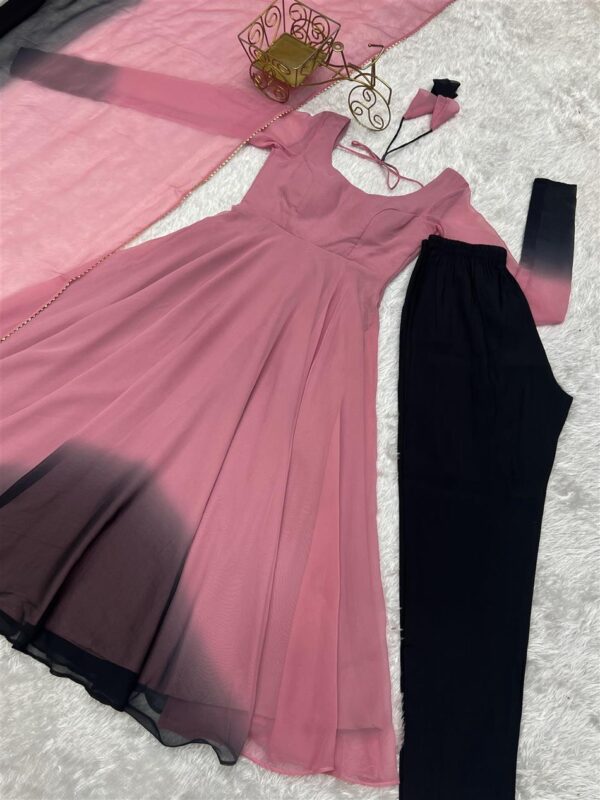 Buy Fox Georgette Colorful Padded Anarkali Set with Dupatta and Pants - Image 11