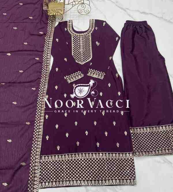 Chinon Silk Straight Kurta Set with Dupatta – Elegant Pink Ensemble - Image 6