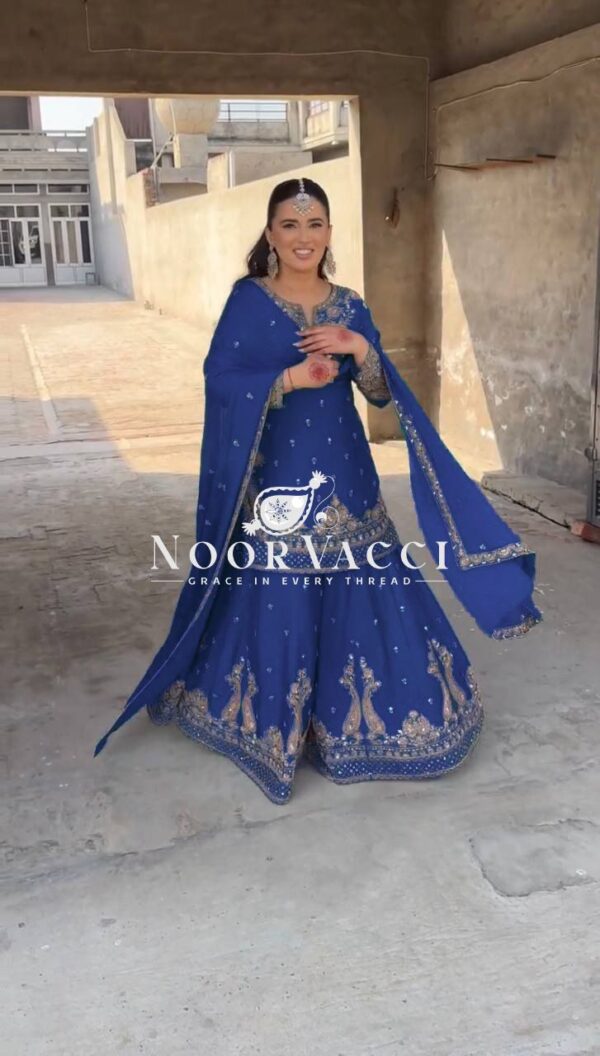 Shop Chinon Embroidered Sharara Suit with Sequins Work