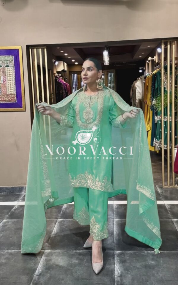 Buy Chinon Embroidered Sharara Suit with Coding Sequence Work - Image 2