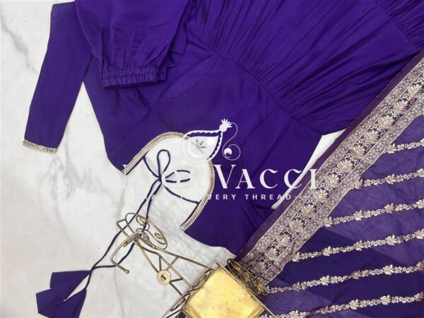 Shop Romansilk Chanderi Anarkali Set with Banarasi Dupatta - Image 11