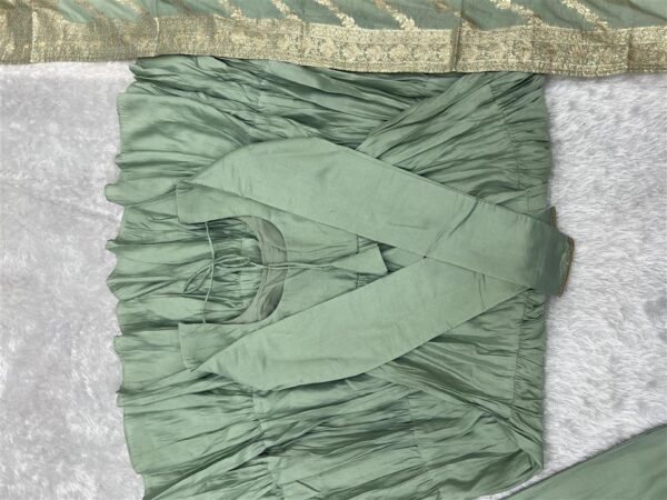 Shop Romansilk Chanderi Anarkali Set with Banarasi Dupatta - Image 9