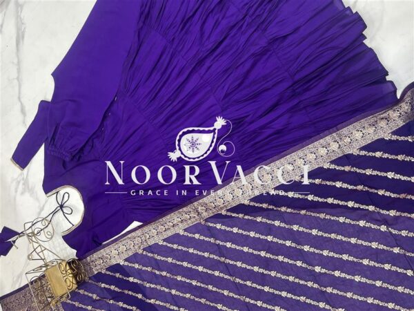 Shop Romansilk Chanderi Anarkali Set with Banarasi Dupatta - Image 8