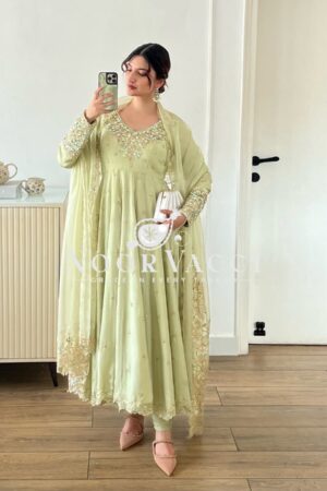 Shop Heavy Georgette Embroidered Rembo Sequence Gown Set with Dupatta