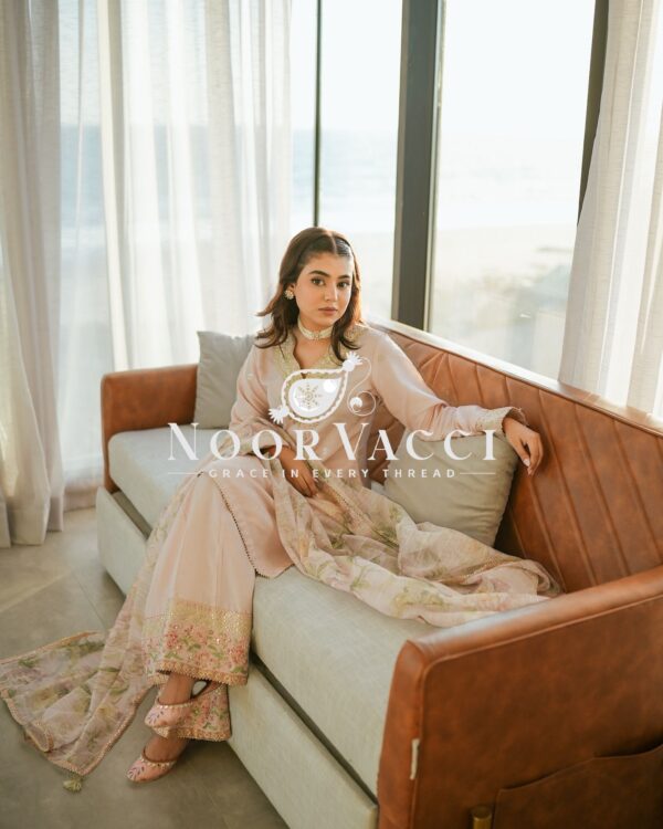 Buy Pure Natural Crepe Embroidered Palazzo Set with Chinon Silk Digital Print Dupatta - Image 5