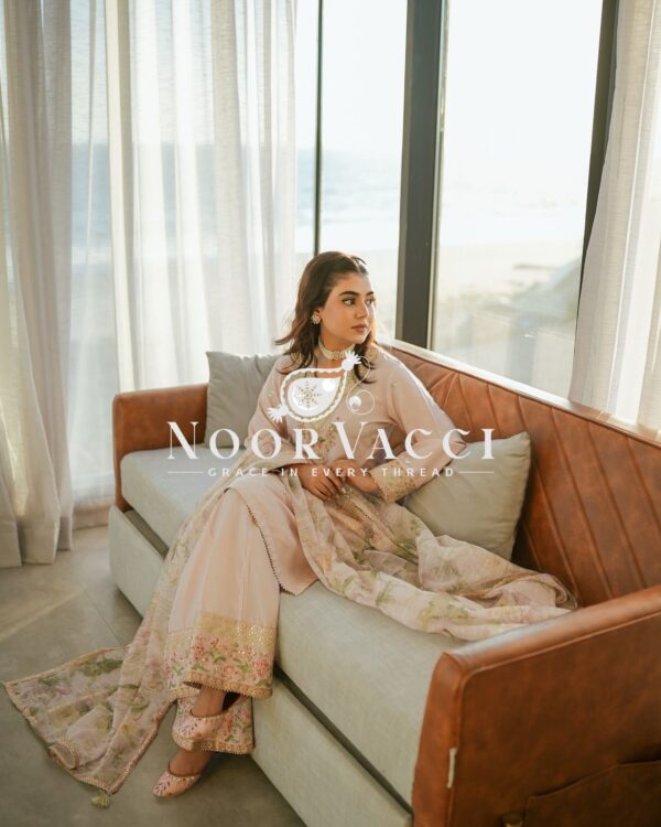 Buy Pure Natural Crepe Embroidered Palazzo Set with Chinon Silk Digital Print Dupatta - Image 9