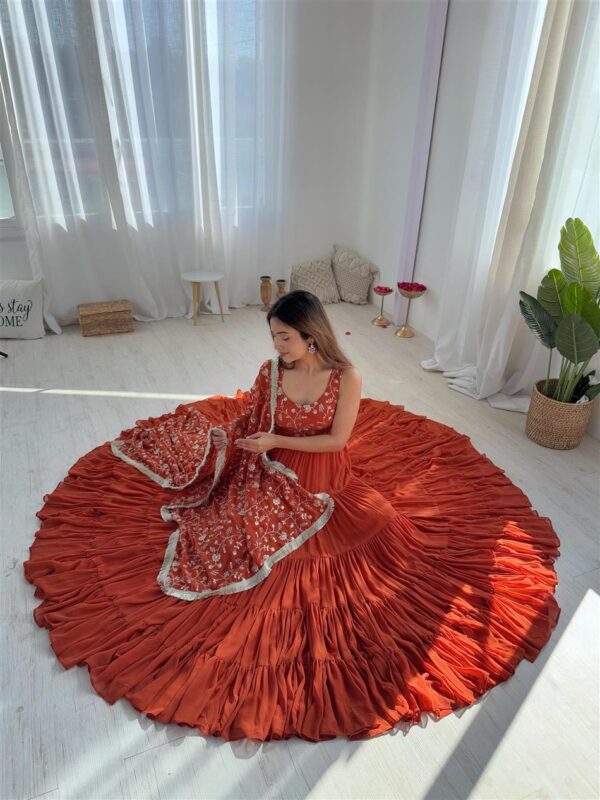 Buy Fox Georgette Heavy Flair Anarkali Set with Embroidered Dupatta - Image 12