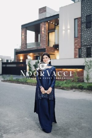 Shop Natural Crepe Silk Embroidered Suit Set with Farshi Pant & Dupatta