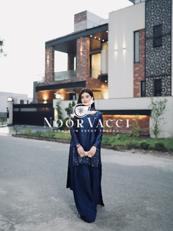 Shop Natural Crepe Silk Embroidered Suit Set with Farshi Pant & Dupatta