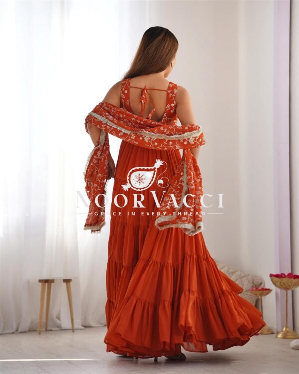 Buy Fox Georgette Heavy Flair Anarkali Set with Embroidered Dupatta - Image 5