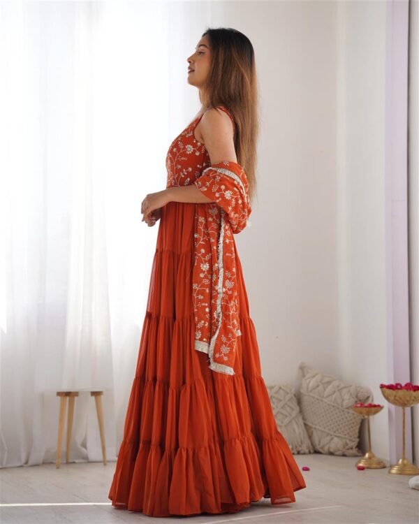 Buy Fox Georgette Heavy Flair Anarkali Set with Embroidered Dupatta - Image 2