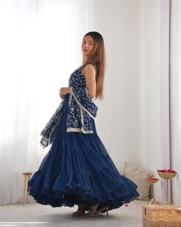 Buy Fox Georgette Heavy Flair Anarkali Set with Embroidered Dupatta - Image 8