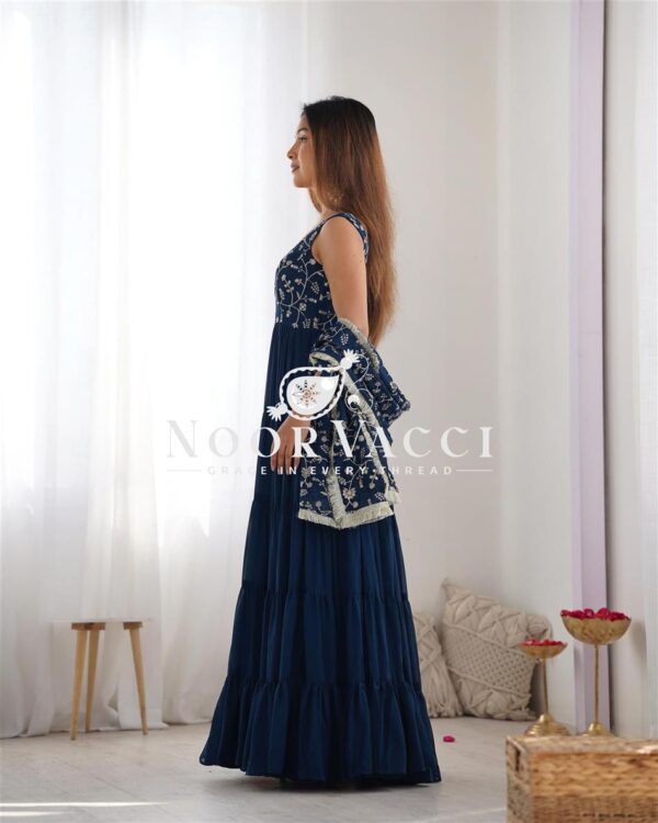 Buy Fox Georgette Heavy Flair Anarkali Set with Embroidered Dupatta - Image 6