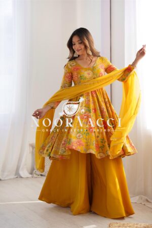 Buy Romansilk Chanderi Kediya Kurta Set with Dupatta and Palazzo