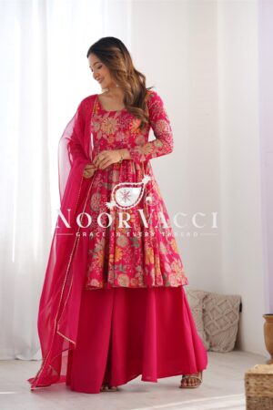 Buy Romansilk Chanderi Kediya Kurta Set with Dupatta and Palazzo