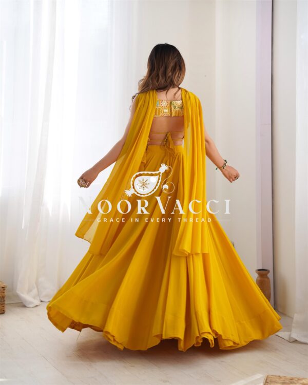 Shop Fox Georgette Embroidered Lehenga Choli Set with Neck Belt Dupatta - Image 5