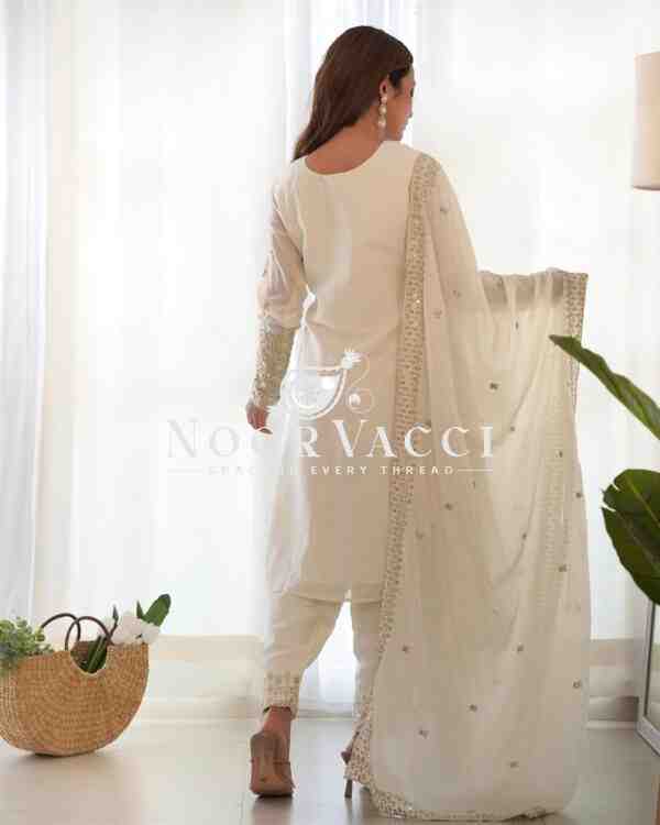 Elegant Pure Chinon Silk Straight Fit Kurta Set with Dupatta & Trousers - Image 6