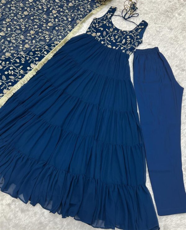 Buy Fox Georgette Heavy Flair Anarkali Set with Embroidered Dupatta - Image 11