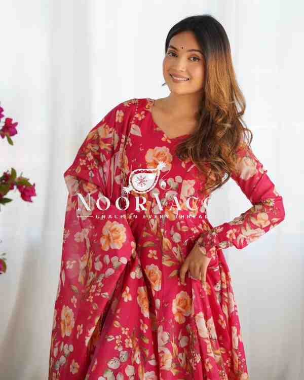 Organza Silk Anarkali Set with Dupatta – Elegant Kali Pattern Flair - Image 6