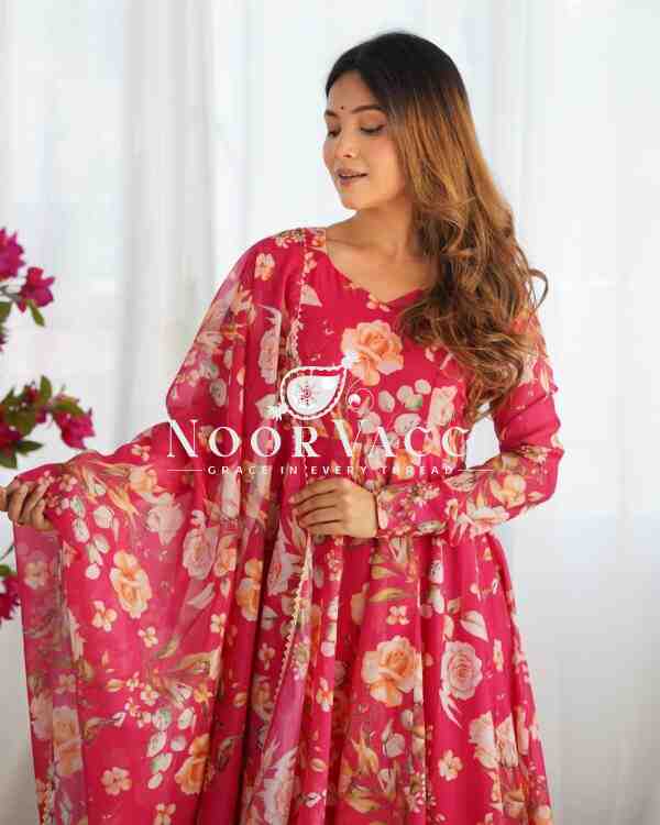 Organza Silk Anarkali Set with Dupatta – Elegant Kali Pattern Flair - Image 7