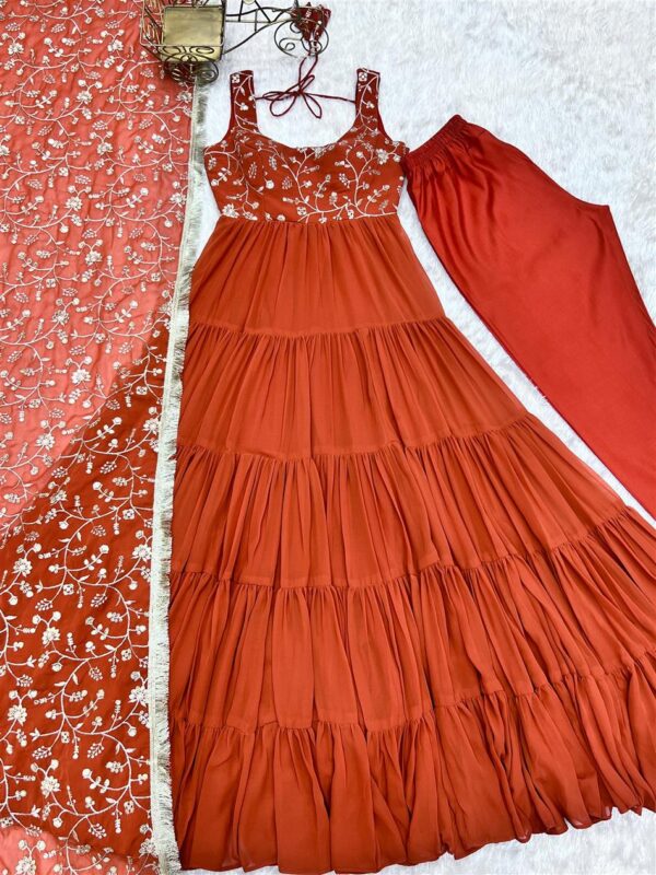 Buy Fox Georgette Heavy Flair Anarkali Set with Embroidered Dupatta - Image 13