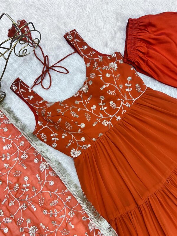 Buy Fox Georgette Heavy Flair Anarkali Set with Embroidered Dupatta - Image 14