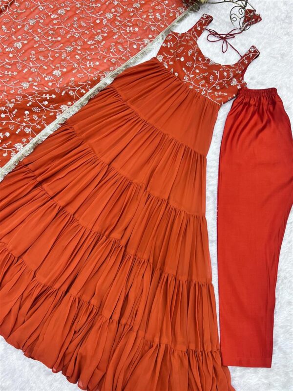Buy Fox Georgette Heavy Flair Anarkali Set with Embroidered Dupatta - Image 15