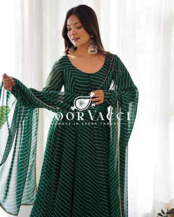 Fox Georgette Laheriya Print Anarkali Set with Dupatta & Pant – Summer Wedding Ready - Image 6
