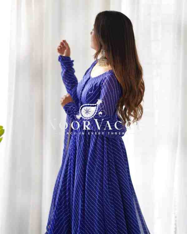 Fox Georgette Laheriya Print Anarkali Set with Dupatta & Pant – Summer Wedding Ready - Image 4