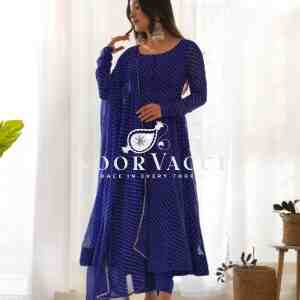 Fox Georgette Laheriya Print Anarkali Set with Dupatta & Pant – Summer Wedding Ready