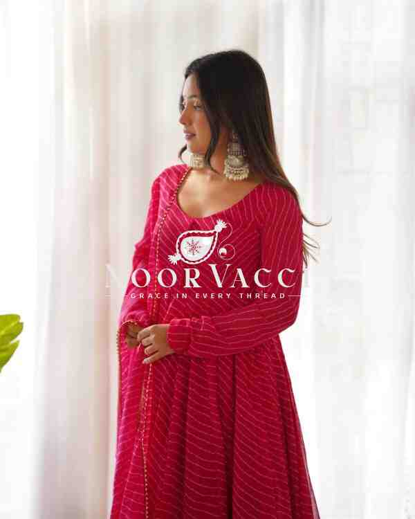 Fox Georgette Laheriya Print Anarkali Set with Dupatta & Pant – Summer Wedding Ready - Image 6