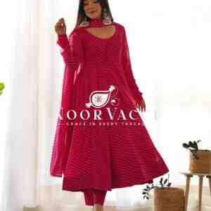 Fox Georgette Laheriya Print Anarkali Set with Dupatta & Pant – Summer Wedding Ready