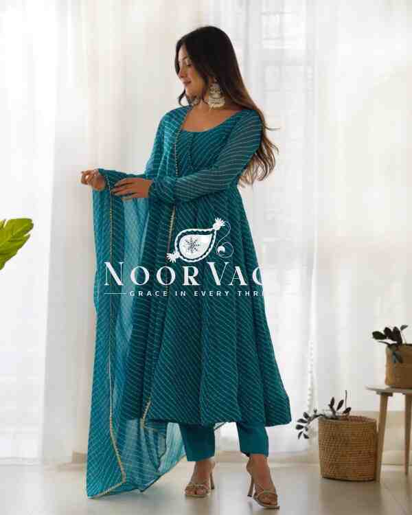 Fox Georgette Laheriya Print Anarkali Set with Dupatta & Pant – Summer Wedding Ready - Image 6