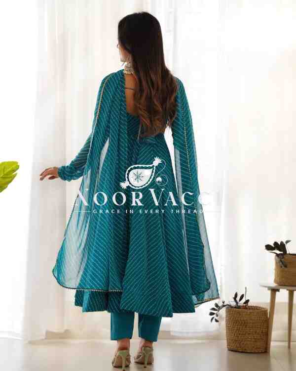 Fox Georgette Laheriya Print Anarkali Set with Dupatta & Pant – Summer Wedding Ready - Image 4
