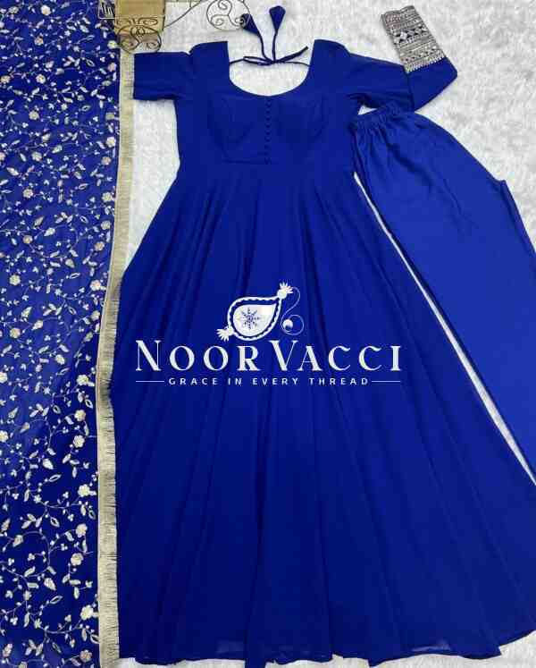 Graceful Georgette Anarkali Gown Set with Dupatta & Pant – Ready to Wear - Image 6