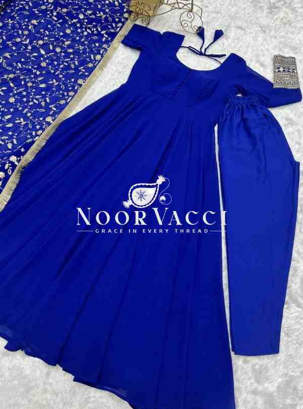 Graceful Georgette Anarkali Gown Set with Dupatta & Pant – Ready to Wear - Image 3