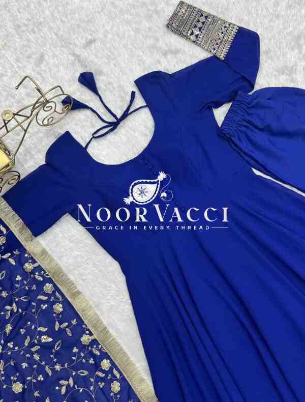 Graceful Georgette Anarkali Gown Set with Dupatta & Pant – Ready to Wear - Image 5