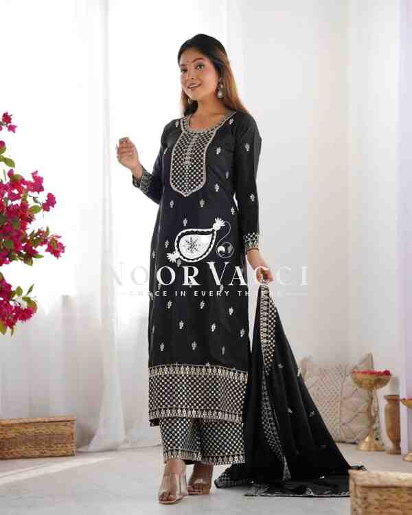 Chinon Silk Straight Kurta Set with Dupatta – Elegant Pink Ensemble - Image 8