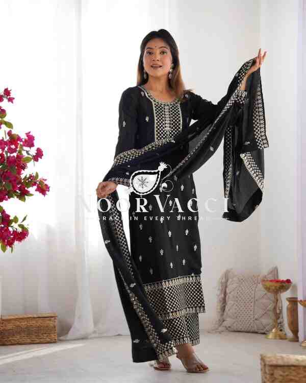 Chinon Silk Straight Kurta Set with Dupatta – Elegant Pink Ensemble - Image 7