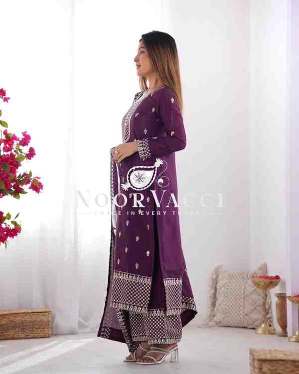 Chinon Silk Straight Kurta Set with Dupatta – Elegant Pink Ensemble - Image 2