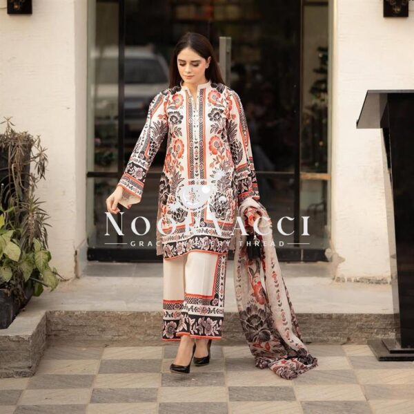 Shop American Crepe Digital Print Top-Plazzo Set with Dupatta